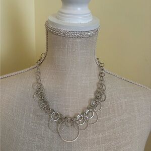 Silver Multi-Ring Statement Necklace - Women Jewelry